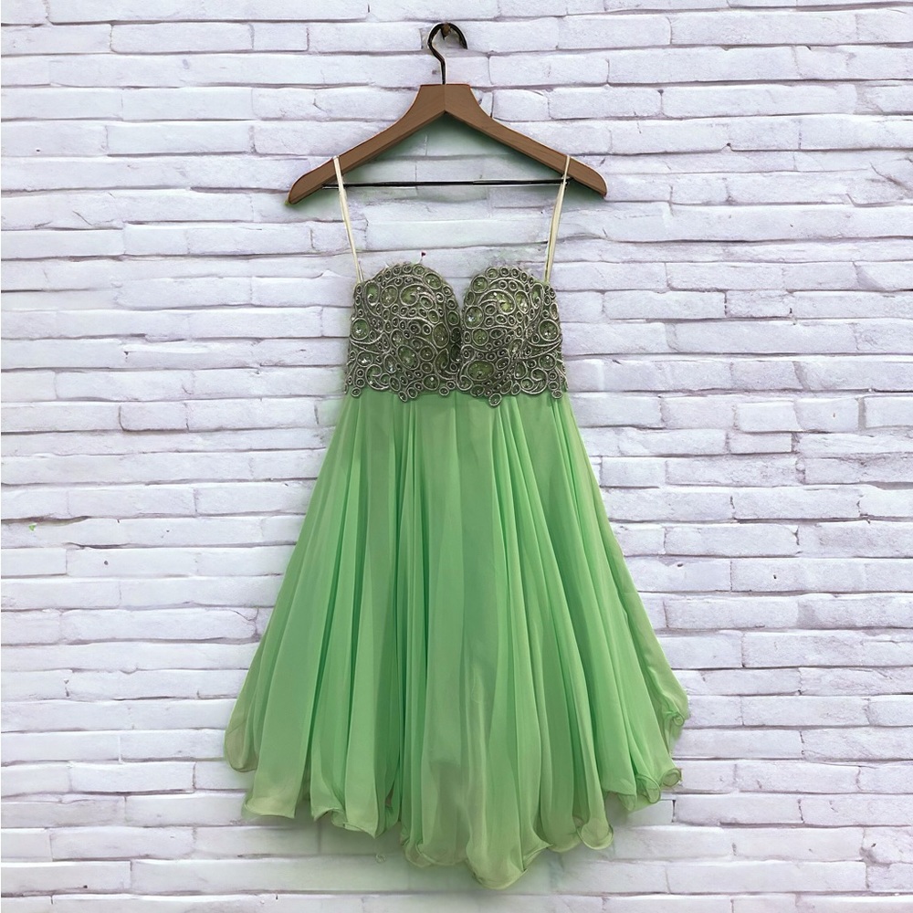Anny Lee Mini Strapless Light Green Dress